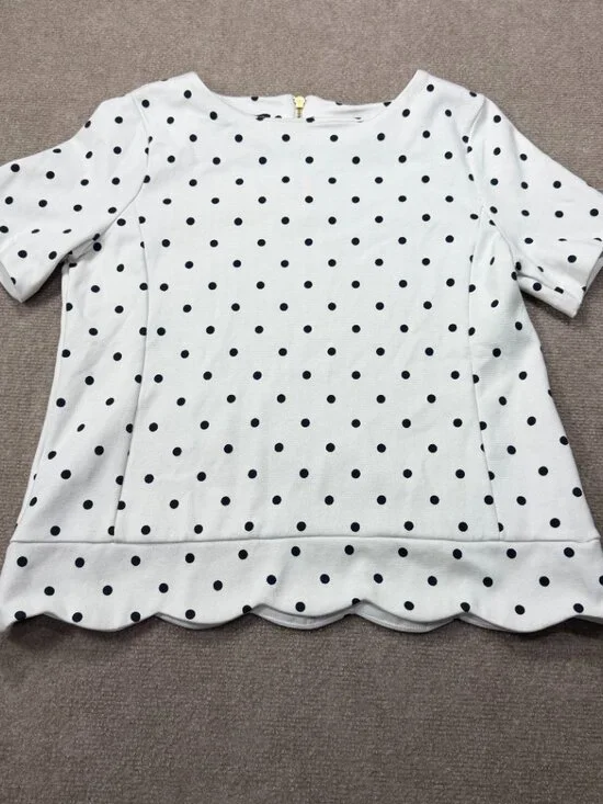Talbots Petites Polka Dot Scallop Hem Top Large Petite - Picture 3 of 7
